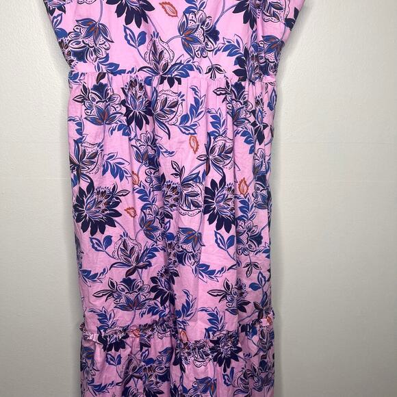 J. Crew Factory Women's Square Neck Floral Midi Dress Size 8P Flutter Sleeve - Picture 4 of 11